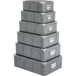 6 BOITES COINS METAL CROCO GRIS