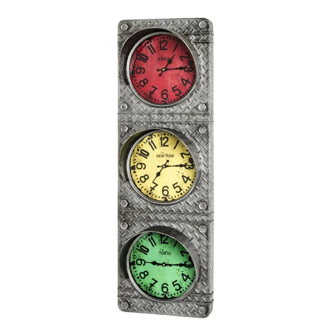 3 horloges optique feu de circulation en métal laqué anthracite