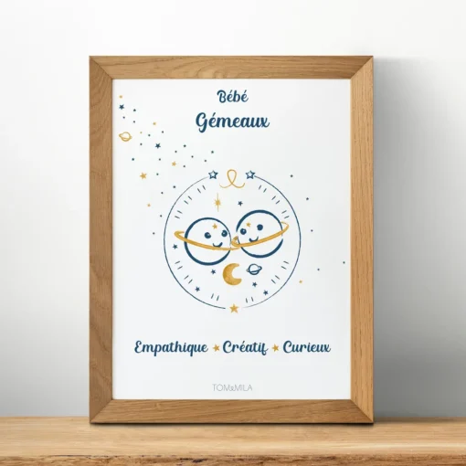 Affiche de décoration bébé Gémeaux