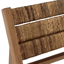 ALIDA Fauteuil lounge en bois de teck recyclé assise en tissage