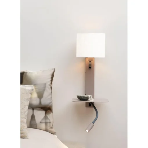 Applique Florence liseuse sable abat-jour blanc