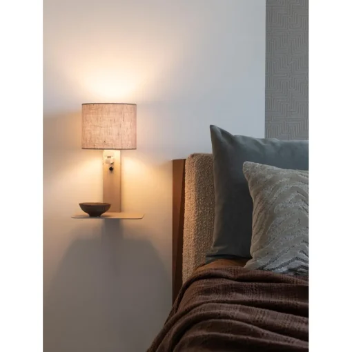 Applique Florence sable abat-jour lin fonce