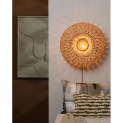 Applique murale Arizona Rotin abat-jour naturel