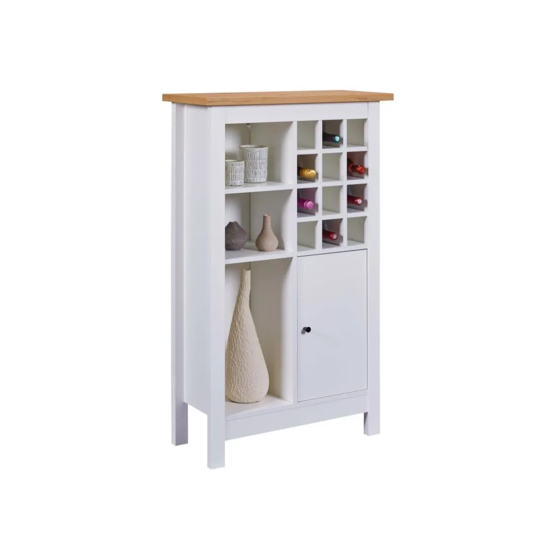 Armoire à bouteilles JULINA coloris blanc chêne Artisan