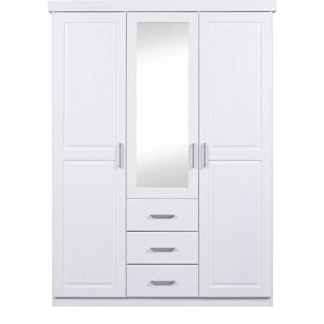 Armoire à Miroir en Pin Massif Blanc ELOBA