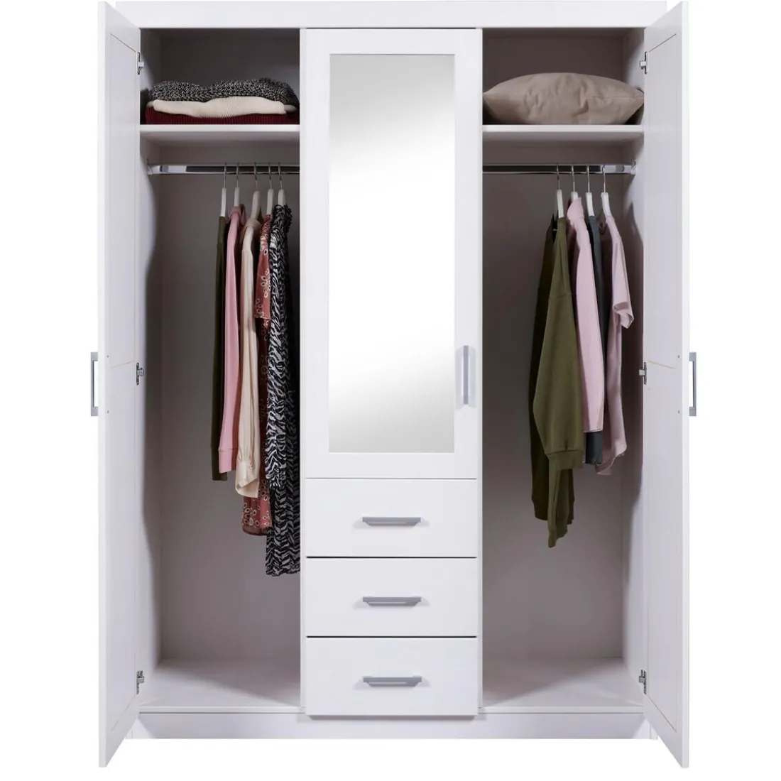 Armoire à Miroir en Pin Massif Blanc ELOBA