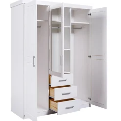 Armoire à Miroir en Pin Massif Blanc ELOBA