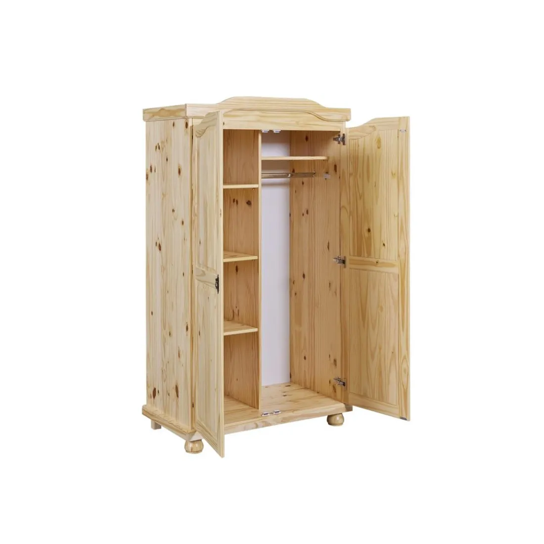 Armoire 4 étagères 1 penderie en Pin Massif LEBOSA