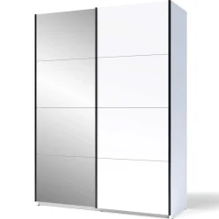 Armoire avec portes coulissantes Zestal Blanc et Miroir