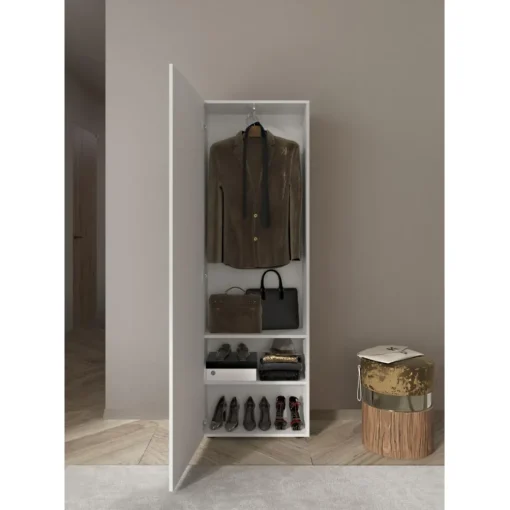 Armoire de couloir Villaricca 1 Porte blanc serigraphie Miroir
