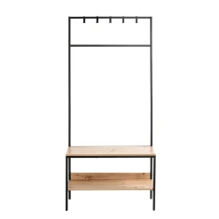 Armoire debout métal et bois etagère double plateaux