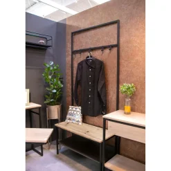 Armoire debout métal et bois etagère double plateaux