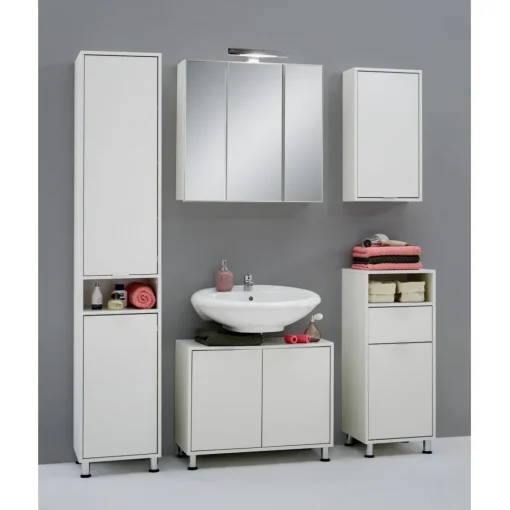 Armoire murale de salle de bain 2 portes et 1 compartiment ZAMORA 3 blanc