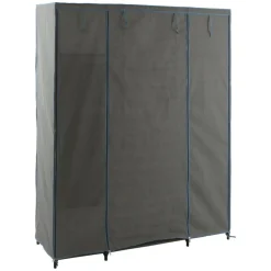 Armoire penderie 3 boîtes tissu gris anthracite