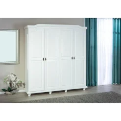 Armoire Rustique FSC 4 Portes Blanc ISNY