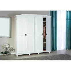 Armoire Rustique FSC 4 Portes Blanc ISNY