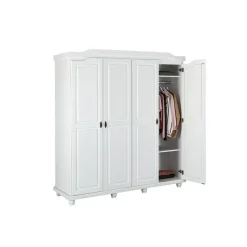 Armoire Rustique FSC 4 Portes Blanc ISNY