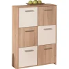 Bahut de 6 casiers de rangement en bois 77x30 cm Blanc et Naturel GONDOLA