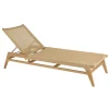 Bain de soleil en teck naturel et rotin synthétique beige VALERIA