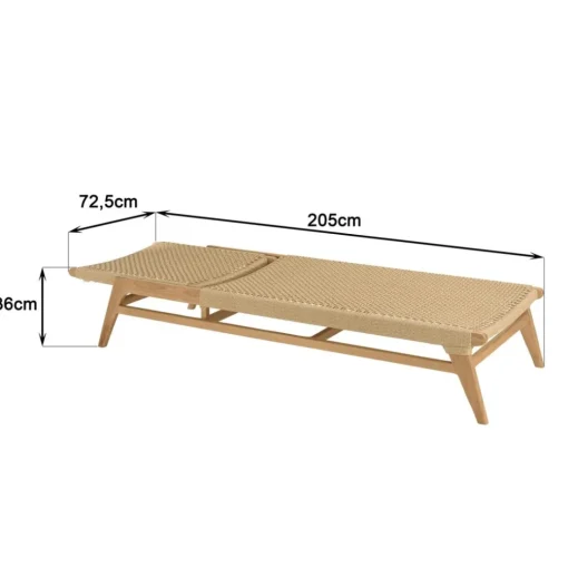 Bain de soleil en teck naturel et rotin synthétique beige VALERIA