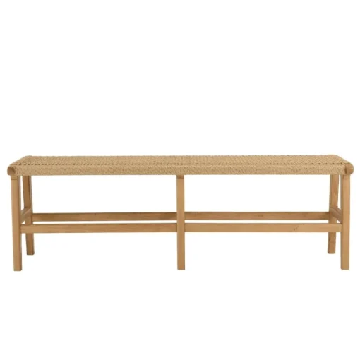 Banc de jardin 3 places teck assise rotin synthétique beige VALERIA
