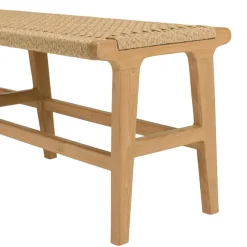 Banc de jardin 3 places teck assise rotin synthétique beige VALERIA