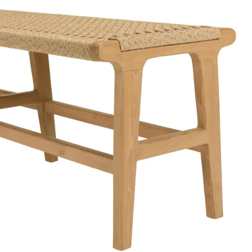 Banc de jardin 3 places teck assise rotin synthétique beige VALERIA