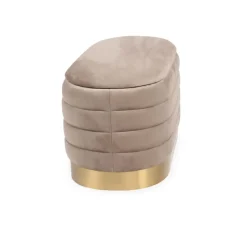Banquette-coffre moderne matelassée avec base dorée Philae Velours Taupe