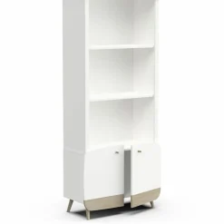 Bibliothèque 2 tablettes et 2 Portes FIRMIANA blanc et pin naturel
