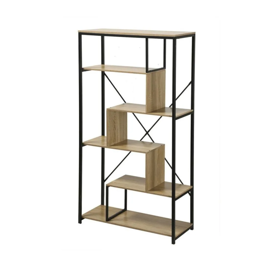 Bibliothèque avec étagères 6 niveaux en Bois Beige