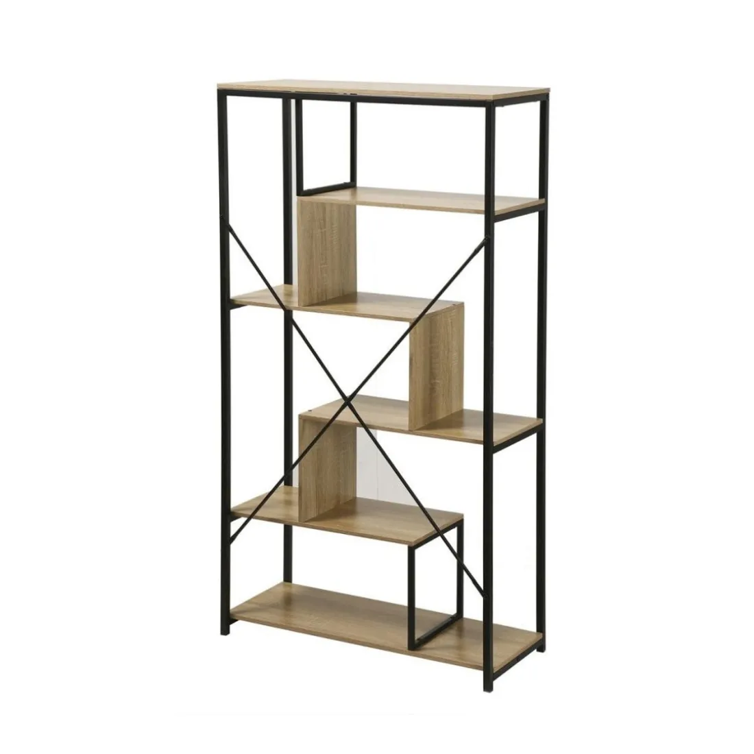 Bibliothèque avec étagères 6 niveaux en Bois Beige