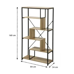 Bibliothèque avec étagères 6 niveaux en Bois Beige