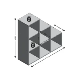 Bibliothèque escalier 6 cases DALIA