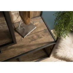 Bibliothèque SIXTINE 6 Niveaux Avec 6 Open Space Bois Teck Recyclé Acacia Mahogany Et Métal