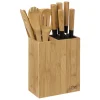Bloc 5 couteaux & 5 ustensiles manche bambou