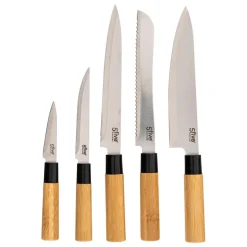 Bloc 5 couteaux & 5 ustensiles manche bambou