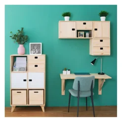 Bloc 2 tiroirs en pin massif