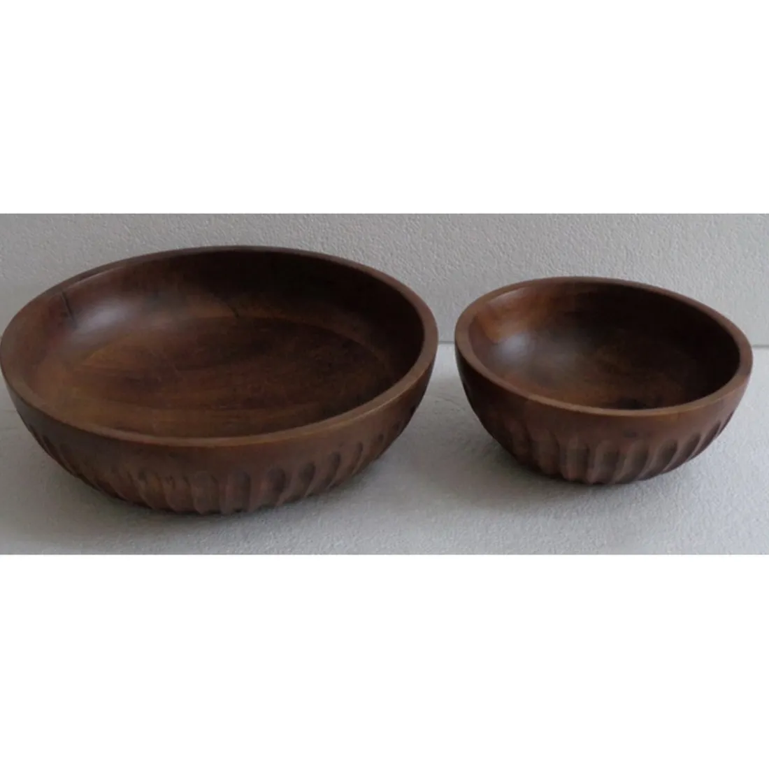 Bol décoratif bois effet noyer grand