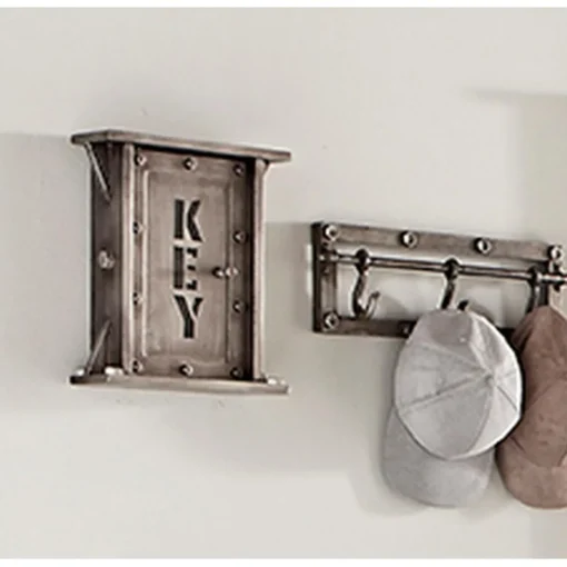 Boîte à clés murale en MDF avec 5 crochets anthracite