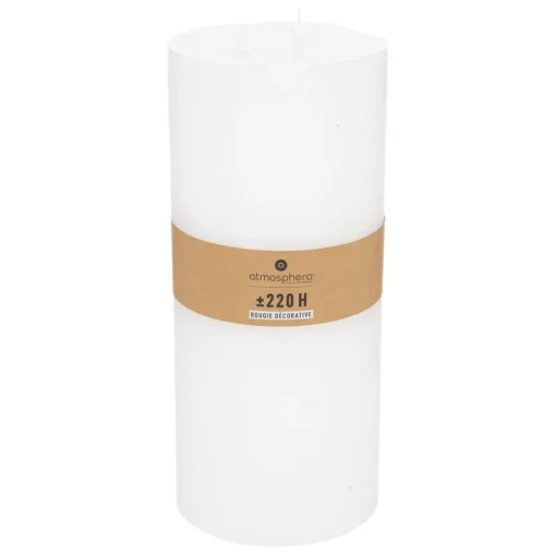 Bougie cylindrique rustique blanc H32