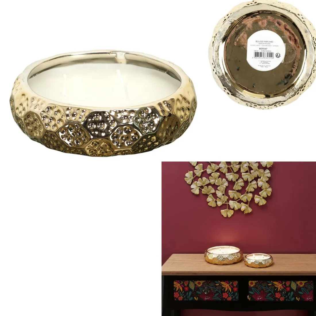 Bougie Parfumee Céramique Or Du Temps 3 Mèches M12voir