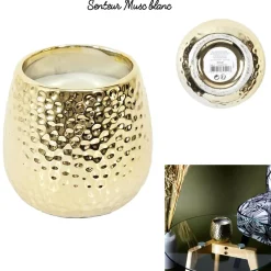 Bougie Parfumee Martelée Dorée H9cm M12voir