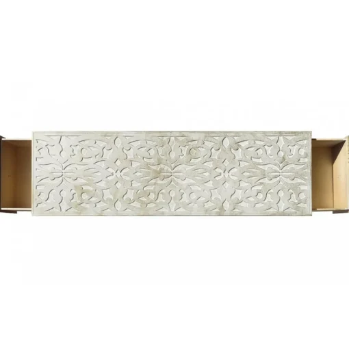 Bout de Lit Jadida Blanc et Tissu