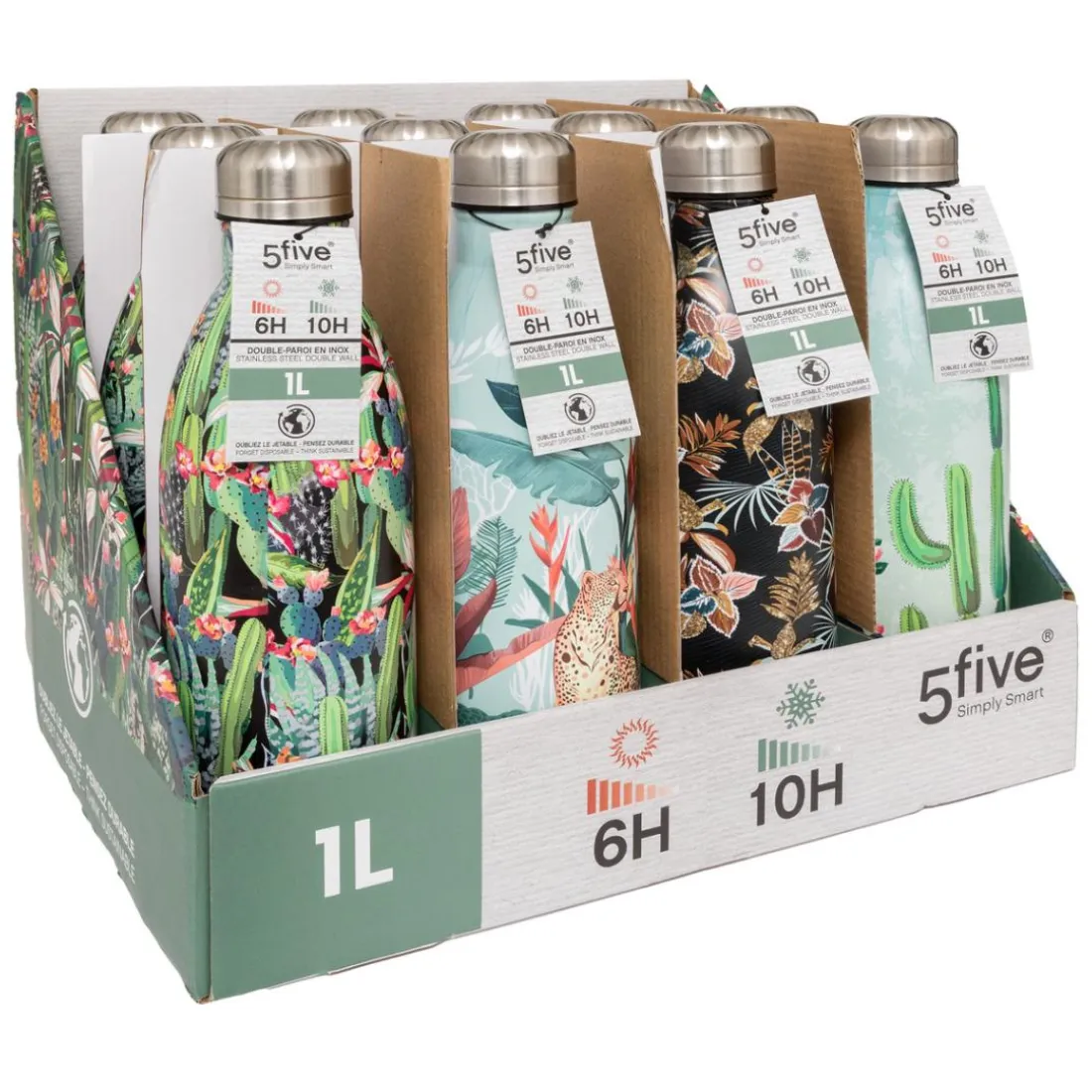 Bouteille 1L cactus et fleurs