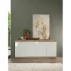 Buffet 4 portes chene cadiz blanc laqué brillant