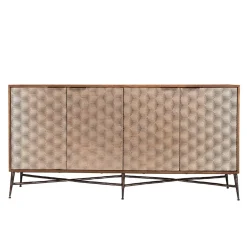 Buffet 4 portes à motifs ethniques et pieds croisés