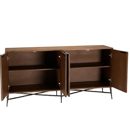 Buffet 4 portes à motifs ethniques et pieds croisés