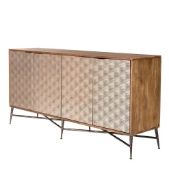 Buffet 4 portes à motifs ethniques et pieds croisés