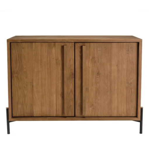 Buffet 2 portes, 1 étagère en bois de teck recyclé
