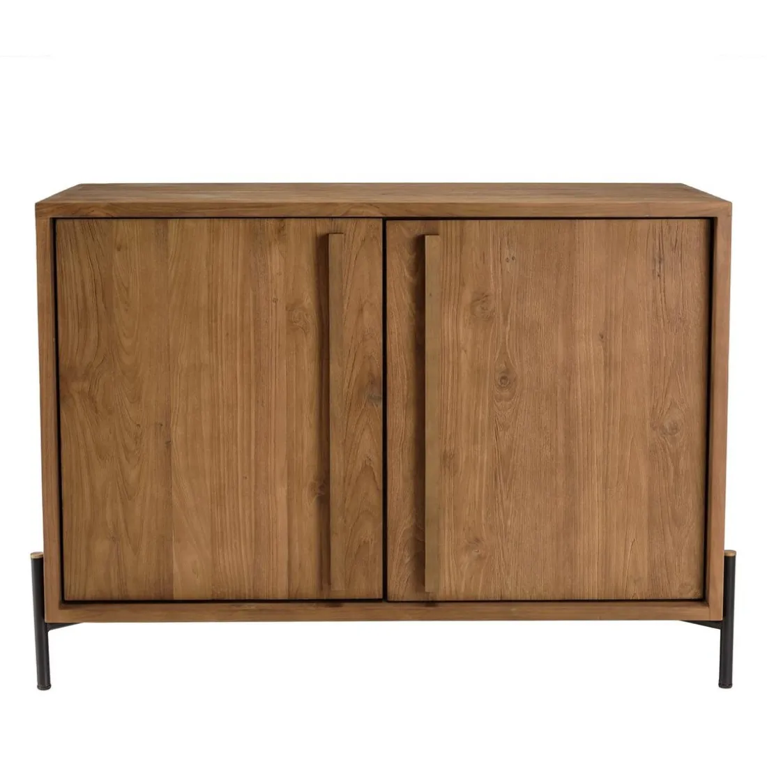 Buffet 2 portes, 1 étagère en bois de teck recyclé